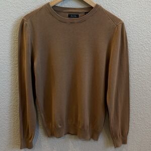 Porter & Ash Men's S Light Brown Extra Fine Knit Crewneck Sweater - Snag